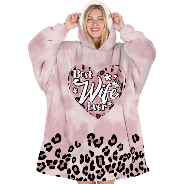 Manta portátil con capucha Warmstorey Leopard, regalo para la mejor esposa