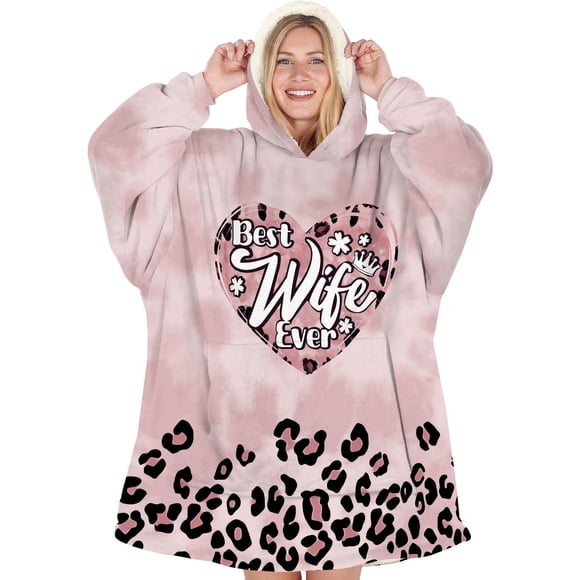 Manta portátil con capucha Warmstorey Leopard, regalo para la mejor esposa