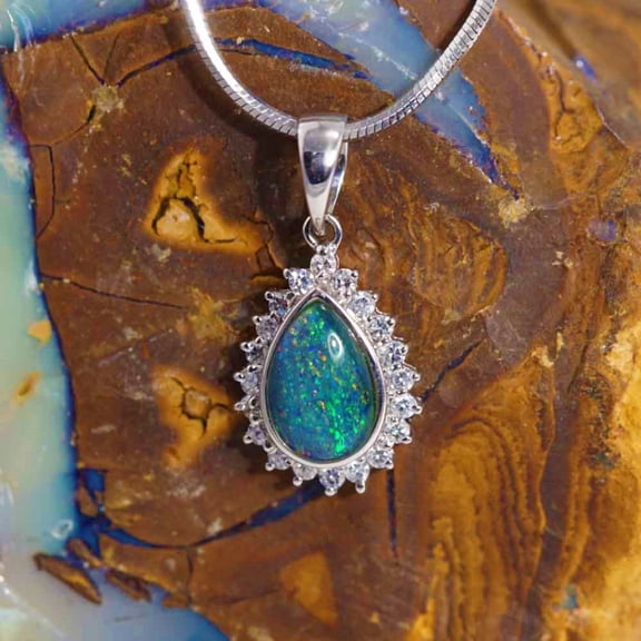 MAGICAL ENCHANTMENT STERLING SILVER AUSTRALIAN BLACK OPAL NECKLACE