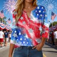 thumbnail image 2 of GEWSEY 3/4 Sleeve V Neck USA Patriotic Shirts for Women 4th of July America Stars Stripes Flag Graphic Tops Cute Tee (Red, XL), 2 of 8