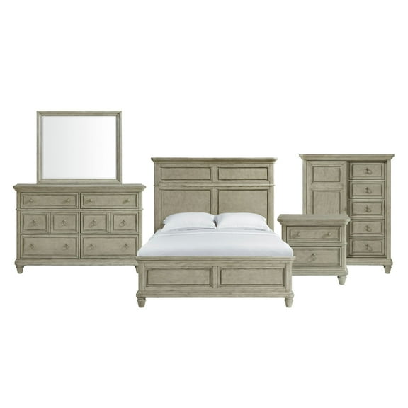 Picket House Furnishings Emiko Queen Panel 5PC Bedroom Set - Gray