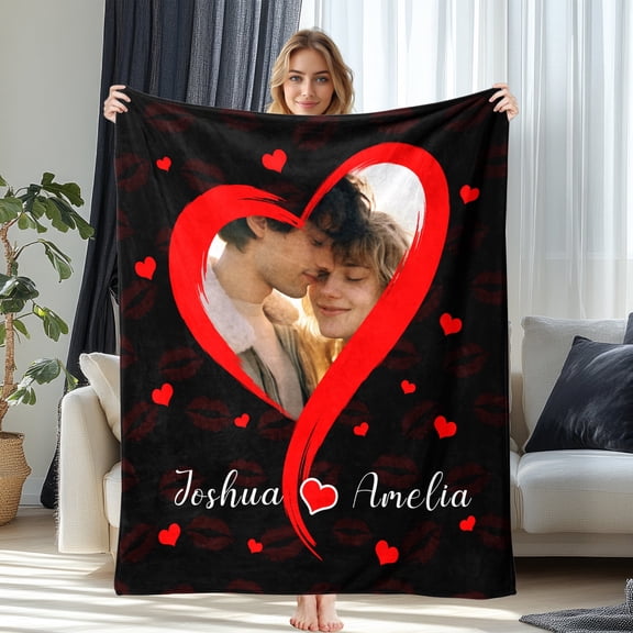 JML USA Print Flannel Blanket - Soft Personalized Photo & Name Throw for couples, Girlfriend, Boyfriend, Fast Express Shipping