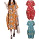 thumbnail image 3 of Vestido suelto de algodón vintage para mujer, manga corta con cuello redondo/vestido retro largo Romacci Amarillo S, 3 of 7