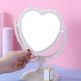 thumbnail image 4 of Espejo pequeño estilo vintage, espejo de tocador, espejo de escritorio de doble cara, espejo de corazón, espejo de maquillaje de escritorio, 4 of 6