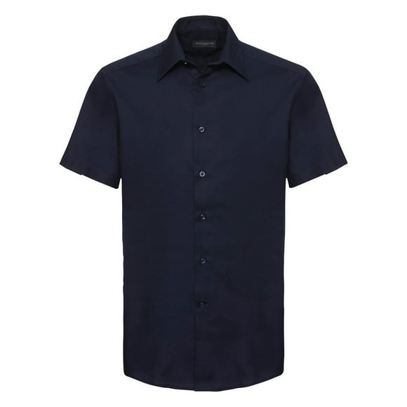 Russell Collection Mens Short Sleeve Easy Care Tailored Oxford Shirt