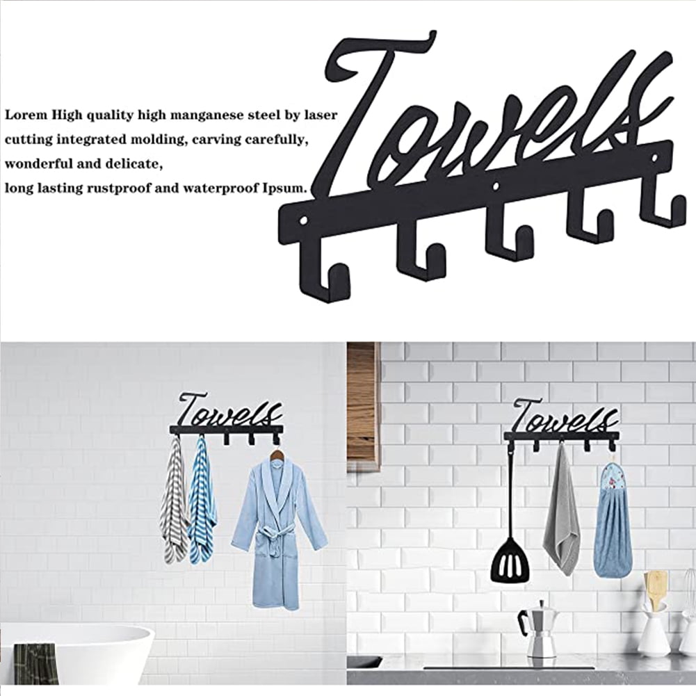 Kepooman Bath Accessories Premium Shower Towel Rack with 5 Hook Rustproof & Waterproof for Bathroom, Bathroom Towel Bar, Towel Holder Wall Mounted, Black Kepooman Bath Accessories Premium Shower Towel Rack with 5 Hook Rustproof & Waterproof for Bathroom, Bathroom Towel Bar, Towel Holder Wall Mounted, Black