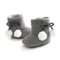thumbnail image 4 of Baby Girls Non-slip Snow Boots Newborn Soft Sole Cute Pompom Crib Shoe First Walkers, Gray, 4 of 6
