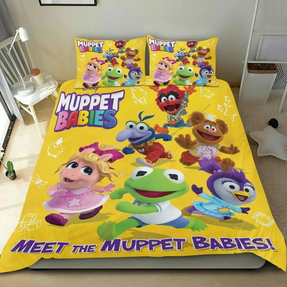 3 Piece Comforter Cover Set For The Muppets Duvet Cover Sets Bedding Set Cute Super Soft For Teens Kids Bedroom Gifts,1 Duvet Cover with 2 Pillowcases Twin