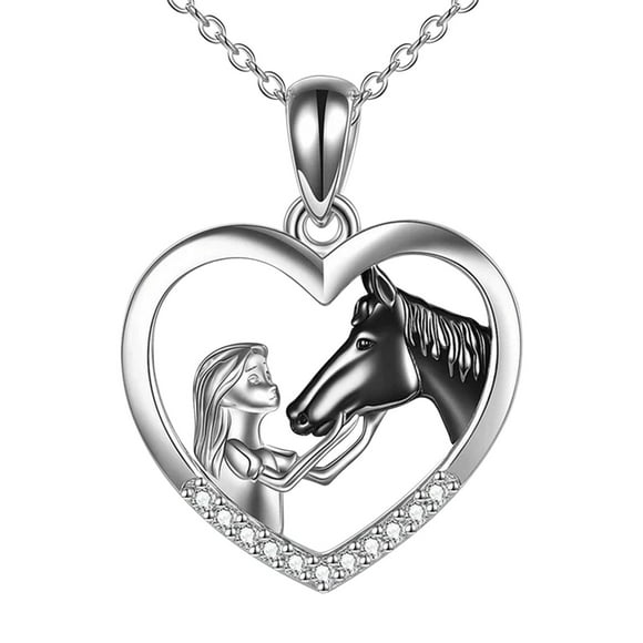 Boda Joyería Collar Caballo Plata Collar Regalo Mujeres Regalo Día de la Madre Collar para Damas Joyería de Plata Joyería de Caballo Collar de Regalo para Madres Collar de Plata para Damas