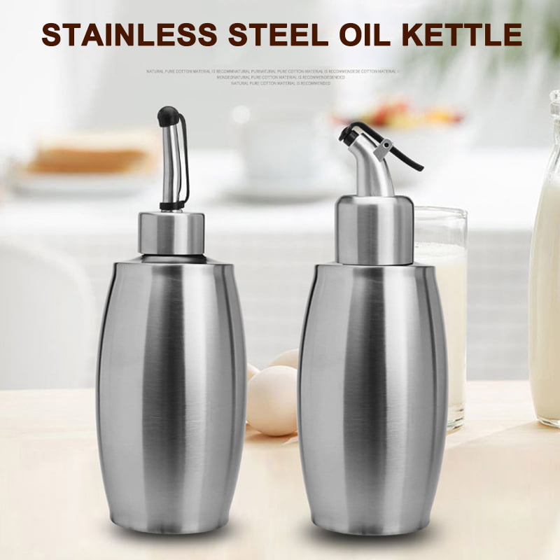 260ml Stainless Steel & Glass Oil Seasoning Bottle Sauce Dispenser Leakproof