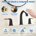 thumbnail image 4 of Wowkk Sanitary Ware Brass Bathroom Sink Faucet 2 Handles Widespread Bathroom Faucet 3 Hole, Pop-Up Drain and cUPC Supply Lines Included, Basin Faucets for Vanity Rv Restroom, Rose Gold Matte Black, 4 of 11