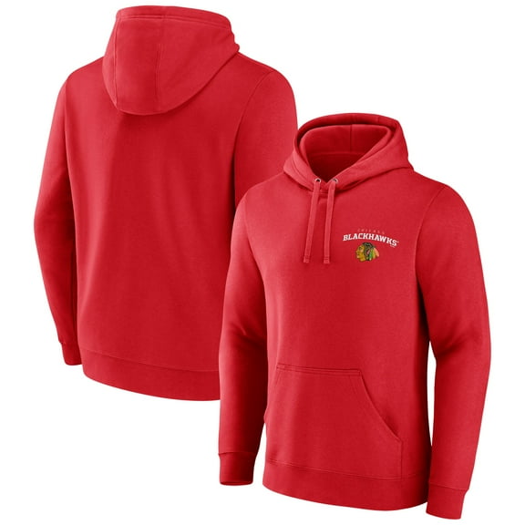 Men's  Red Chicago Blackhawks Team Lockup Pullover Hoodie
