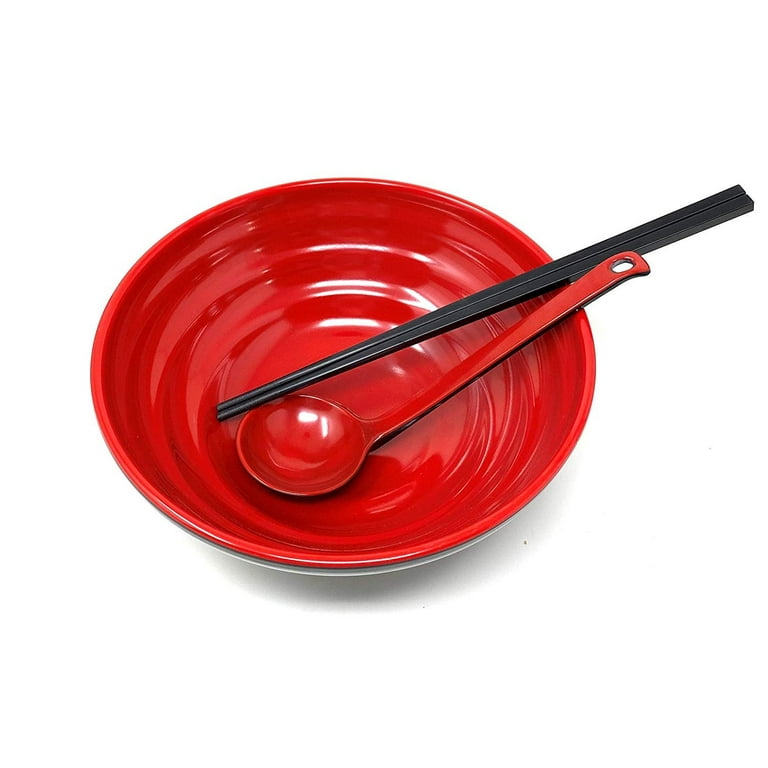 TJ Global 48 Ounce Red and Black Large Melamine Japanese Ramen