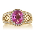 thumbnail image 2 of Gem Stone King 3.22 Ct Oval Pink Mystic Topaz 18K Yellow Gold Plated Silver Ring (Size 5), 2 of 2