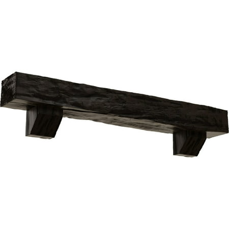 

Ekena Millwork 8 H x 12 D x 48 W Riverwood Faux Wood Urethane Fireplace Mantel Kit W/ Ashford Corbels Premium Walnut