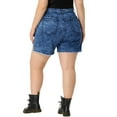 thumbnail image 3 of Agnes Orinda Women's Plus Size Ripped Details Raw Hem Stretcy Denim Shorts, 3 of 6