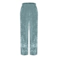 thumbnail image 6 of QATAINLAV Vacation Sales Wide Leg Pants for Women Elastic High Waisted Baggy Lounge Pant Casual Velvet Cozy Yoga Sweatpants Solid Color Trousers with Pockets Mint Green M, 6 of 7