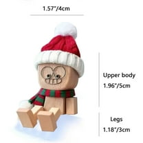 ZCSKFIN Wooden Leg Shaker Doll with Christmas Hat and Scarf Desktop Ornament, Handmade Woodwork Ornament for Warm Winter Holiday Desktop Ornament