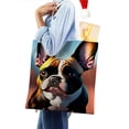 thumbnail image 4 of French Bulldog Bolso de tela con estampado de lienzo para mujer, bolsa de compras reutilizable y estética, con cremallera interior, regalo para mujer,38*45cm., 4 of 6