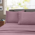 thumbnail image 1 of 600 Thread Count 100% Cotton Wrinkle Free Striped Sheet Set (Twin XL, Purple), 1 of 2