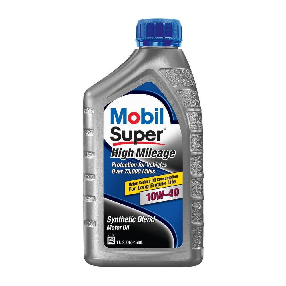 Mobil Super High Mileage Synthetic Blend Motor Oil 10W40, 1 Quart