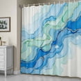 thumbnail image 5 of Blue Marble Shower Curtain, Modern Abstract Art Watercolor Blue Green Teal Waves Waterproof Shower Curtain Set with 12 Hooks Lightweight Bath Curtains Fabric Bathroom Decor 72x72 Inches, 5 of 9