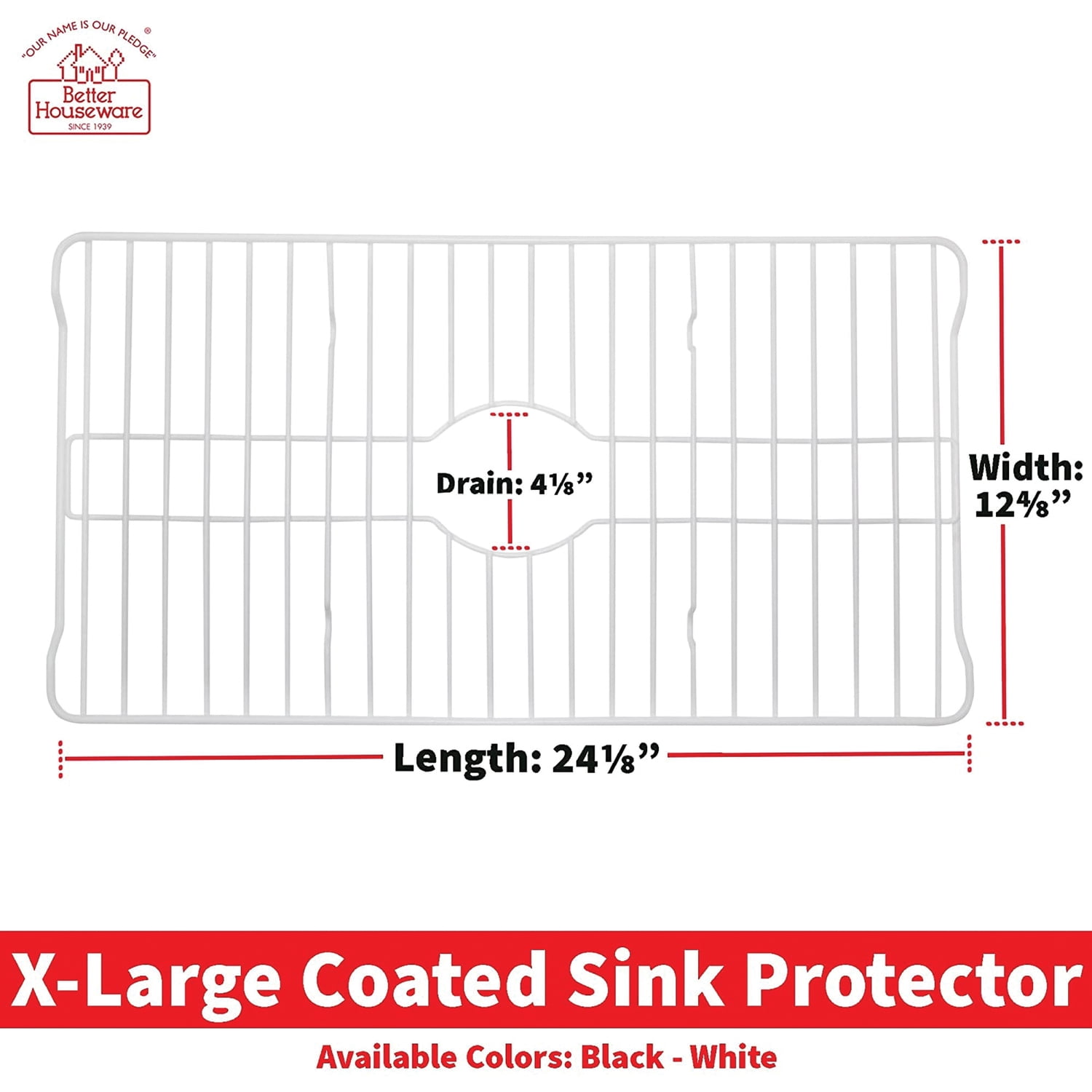 Better Houseware Extra-Large Coated Steel Sink Protector, White
