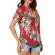 thumbnail image 4 of CAMISAS DE MUJER INSPIRADAS CHIC Hawaianas de Manga Corta con Botones Tropicales Florales M Rojas, 4 of 8