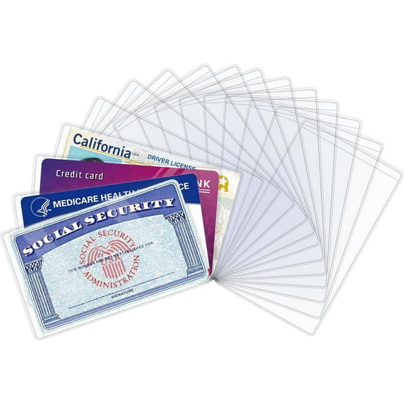 16 PCS Social Security Card Protector Sleeves/New Medicare Card Protector Sleeve/Credit Card Holder,31 Mil Soft Clear Plastic Card Sleeves, Waterproof SSN Card Protector