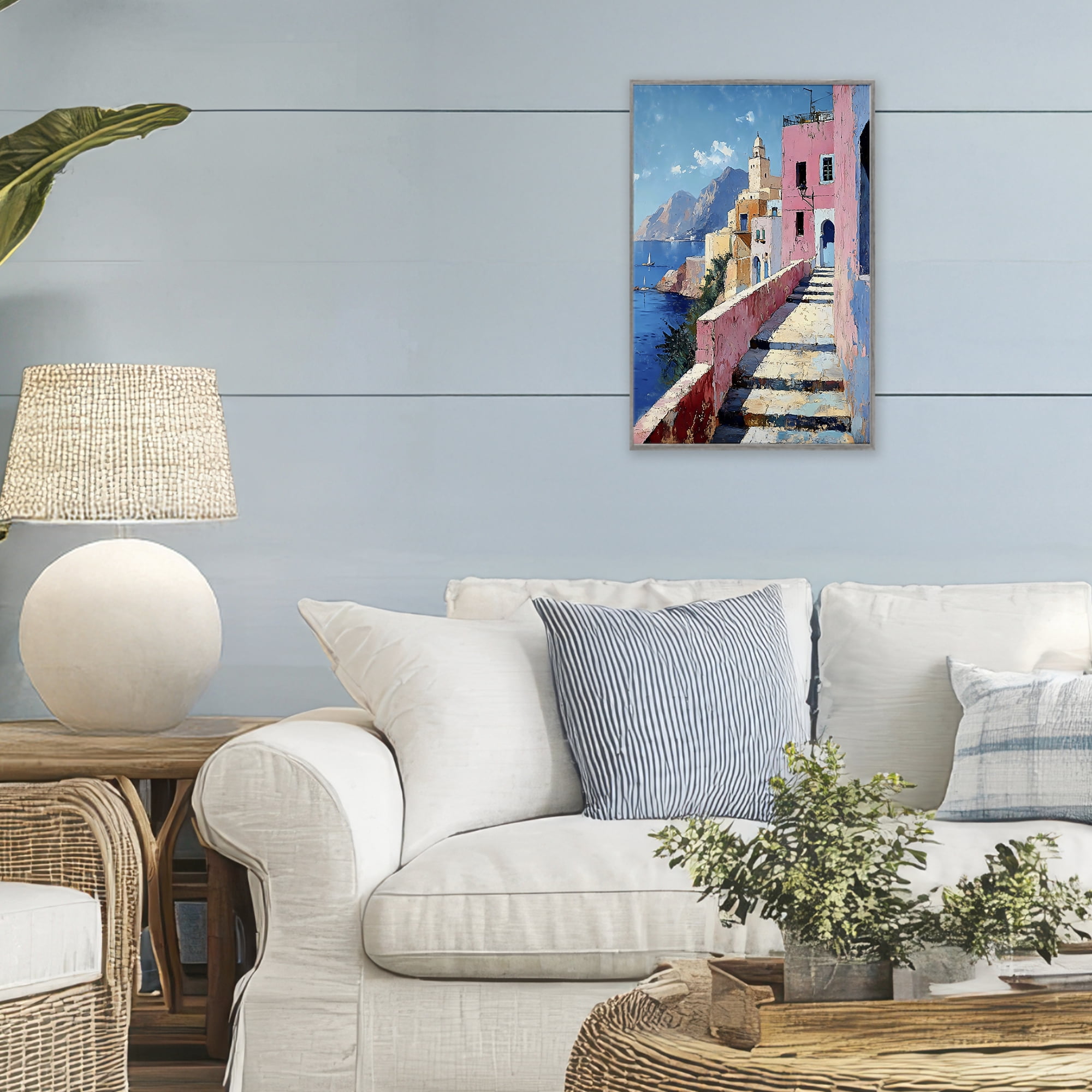 Stupell Industries Coastal Village's Sunlit Pathway Gray Framed Giclee Art, design by Creative Studio