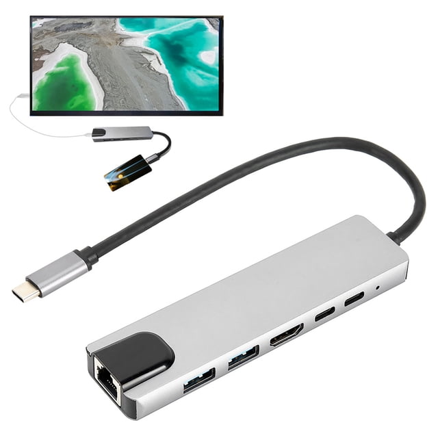 Tipo-C Hub, Mini USB3.0 Expansion Dock Hub, Multifuncional 6 EN 1 Para Teclado de Mouse de Phine, etc.