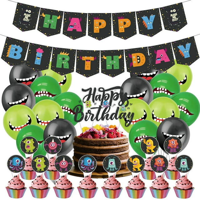Kit de globos Monster Party Latex de 32 piezas con pancarta C