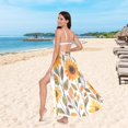 thumbnail image 6 of FORMRS Womens Long Sarong Beach Wrap Semi-Sheer Bikini Skirt Bathing Swimsuit Cover Up, Watercolor Sunflowers, 6 of 7