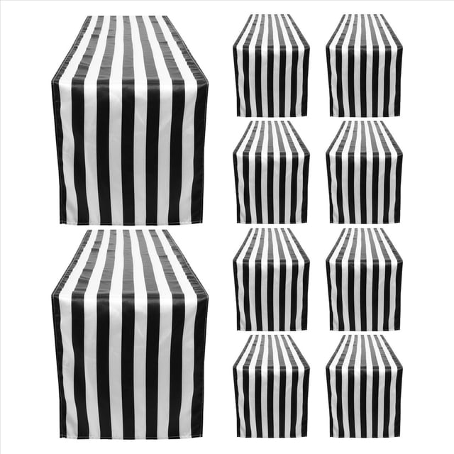 Paquete de 10 Caminos de Mesa DecoracióN de Mesa de PoliéSter Camino de Mesa una Rayas Blanco y Negro CláSico DiseñO Moderno y Elegante