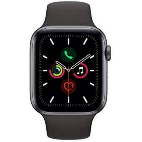 Restored Apple Watch Series 5 GPS, 44mm Space Gray Aluminum Case with Black Sport Band - S/M & M/L (Refurbished)