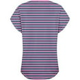 thumbnail image 5 of Lovskoo Womens Short Sleeve T Shirts Striped Color Blocking V-Neck Cute Basic Tee Summer Tops Dressy Casual Pink, 5 of 7