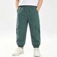 thumbnail image 2 of Frnrwgo Boys Girls Cargo Pants Loose Fit Lightweight Elastic Waist Casual Daily Joggers 3-13 Years, Mint Green, 2 of 10