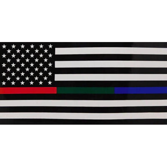 USA Police Military and Fire Thin Line Red Green Blue Decal Bumper Sticker