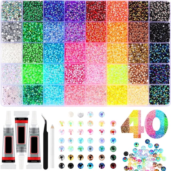 40 Color Resin Jelly Rhinestones For Bedazzling,3Mm Flatback Gems For Crafting,Bedazzling Kit With 3Pcs B7000 Glue For Clothing Shoes Nail Book Diamond Art
