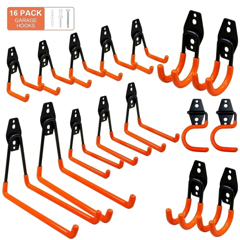 Stusgo 16 Pack Heavy Duty Garage Hooks, Orange Steel photo 1