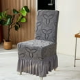thumbnail image 5 of Stretch Chair Covers Jacquard Dining Chair Covers Spandex Stretch with Skirt Wedding Slipcovers Seat Case, 5 of 7