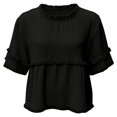 thumbnail image 5 of HCYSFG Womens Fringe Blouses Round Neck Short Ruffle Sleeve Empire Waist Relaxed Fit Peplum Shirts Boho Summer Tops, 5 of 6
