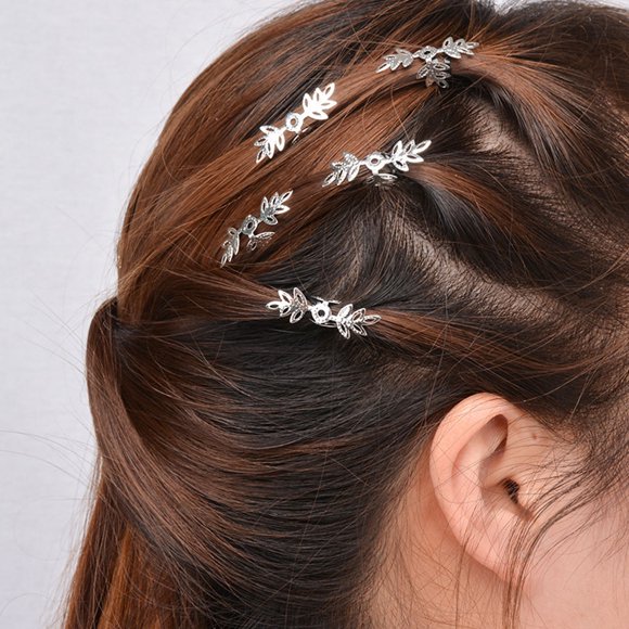 RUNROTOO 1Set Silver Hair Decoration for Pigtail Headdress and Prom 0.2in