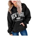 thumbnail image 4 of YDFCWXW Fall Preppy Graphic Hoodie for Girls Casual Long Sleeve Pullover Top with Pocket (Black, 11-12 Years), 4 of 5