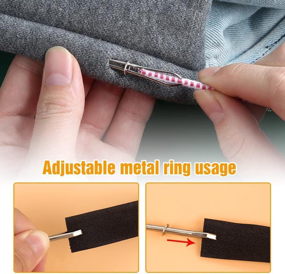 DIY Rope Threader Clip, 2025 New Sewing Clips Drawstring Threader Tool Set, Sewing Loop Turner Hooks Metal Easy Pull with Tweezer Sewing Tool for Hoodies, Shorts, Pants (A*2PCS+B*2PCS)