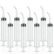 Disposable 12cc Curved 8 Pack Syringe Irrigation Syringe with Curved Tip, Dental Tonsil Stone Squirt Mouthwash Cleaner For Craft work For Feeding Pets