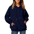 thumbnail image 6 of CIENVNSTG Solid Oversized Sweatshirts Hoodies for Women Long Sleeve Pullover with Pocket 2026 Spring Fall Trendy Tops for Daily Commute and Casual Activities Navy M, 6 of 6