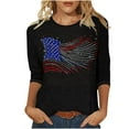 thumbnail image 2 of Cavosen Patriotic Clothes for Women Petite 4th of July 3/4 Sleeve Round Neck Tops USA Flag Print T Shirts Lady XL Red White and Blue Casual Shirts Funny Patriotic Tunic Tees 2025 Patriotic Outfits, 2 of 5