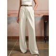 thumbnail image 4 of Women High Waist Floor-Length Straight Wide Leg Commute Suit Trousers Business Casual with Pockets White L, 4 of 8