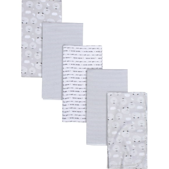 Gerber Set 5 mantas bebé algodón suaves color blanco y gris recién nacido